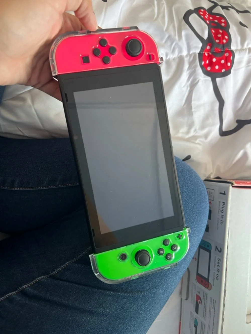 Nintendo Switch Console with Neon Red and Neon Blue Joy‑Con